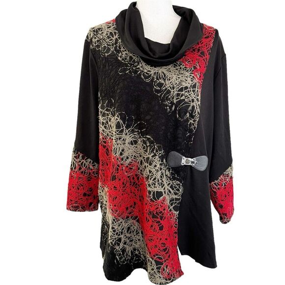 Ali Miles Sweaters - Ali Miles Womens Cowl Neck Sweater Top Size XL Artsy Art To Wear Yarn Details